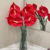 26" Real Touch Anthuriums Plant Artificial Tropical Flower with Long Stem Faux Floral Arrangement for DIY Vase Table Centerpiece Home Office Wedding