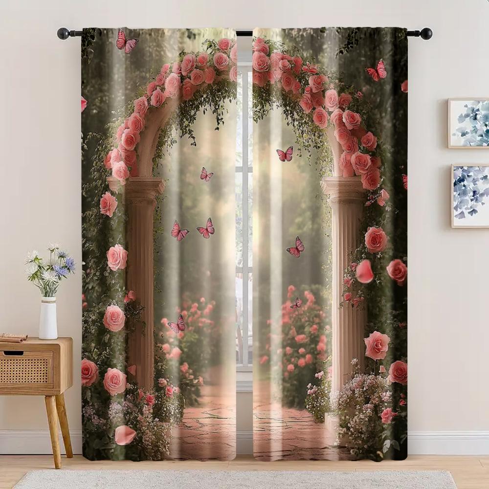 

2 шт., Занавеска Мечта об искуплении церкви цифровая печать Блэкаут Полиэстер Вечеринка по случаю дня рождения Идеально для праздничного домашнего декора и подарков 29x65in(75x166cm)