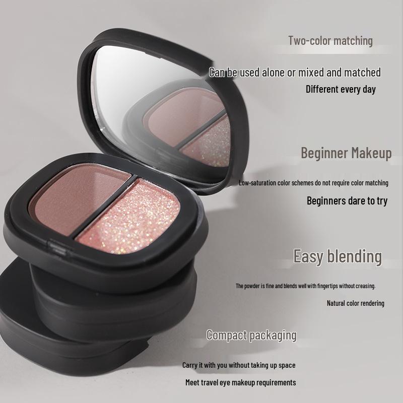 NOVO5834 Micro Dream Matte & Shimmer Two-Color Pigmented Eyeshadow Palette - Long-Lasting Daily Makeup.