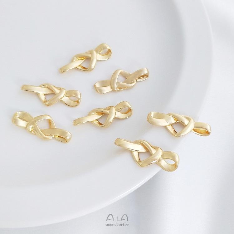 14K Gold-Filled Peach Heart Knot Connector for DIY Jewelry: Necklace and Bracelet Accessories