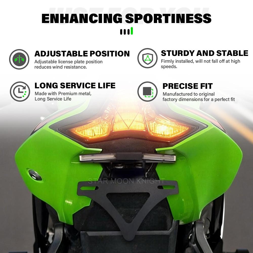 Foldable License Plate Holder For Kawasaki ZX-4R ZX-4RR 2023-2025 ZX-25R License Plate Frame Whit Turn Signal Moto Accessories