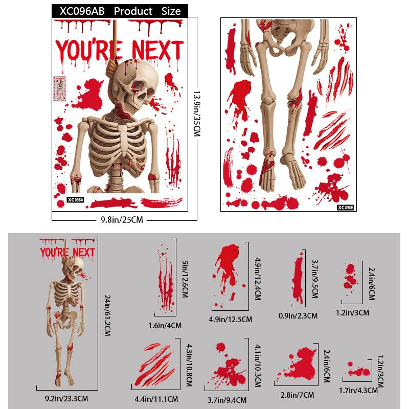 Halloween Shopping Mall Window Ghost Horror Sticker Explosion Halloween Party Decoration Blood Handprint Static Sticker