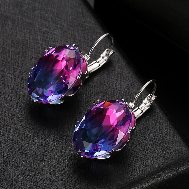 WWJ Unique Mix Color Cubic Zirconia Drop Earrings Gradient Ear Stud