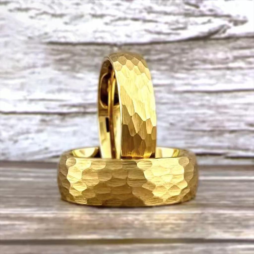 Tungsten Carbide Ring for Man Anillos Bague Homme Pareja De Compromiso Fashion Jewelry Wedding Bands Hammered Engagement Rings