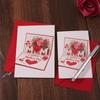 Rose Heart Patterns Happy Birthday Card Imitation 3D Invitation Card Whimsical Card  Office Home