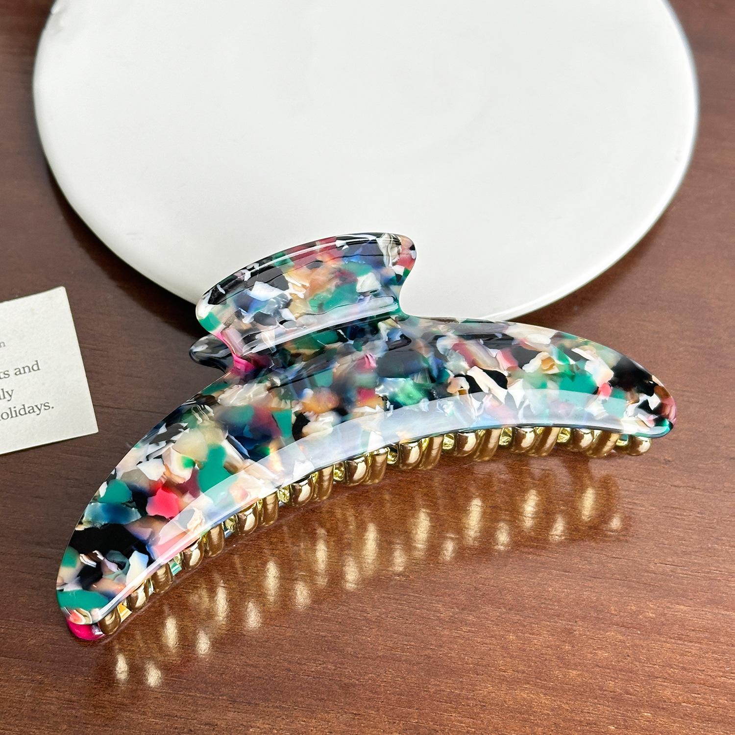 

Moon Unique Large Hair Claw Clips With Highend Acetate Material For Women Rainbow Green 12.2cm