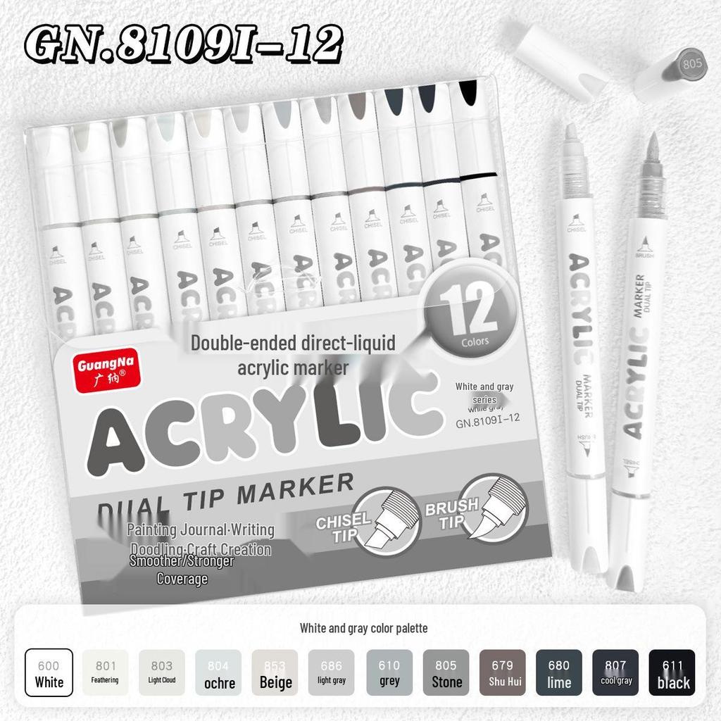 Guangna 8109 Stackable Double-ended Acrylic Marker Pens for DIY Doodling, Journaling, and Art