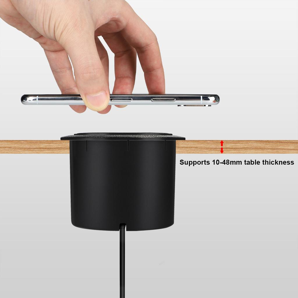 Concealed Wireless Charger, Charging Hub 3 In 1 Embedded Designs with Quick Charge Technology Double USB for Smartphones