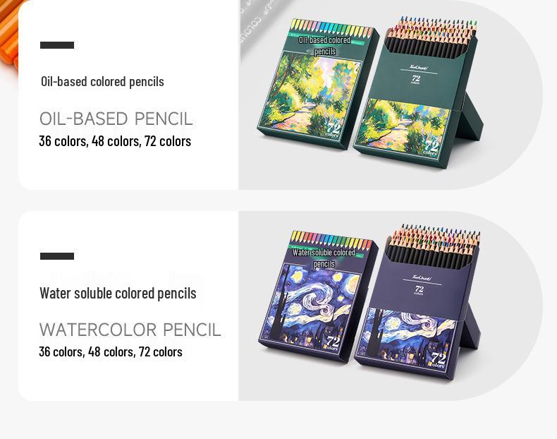 72-Color Water-Soluble Colored Pencils - Durable Lead for Art Students