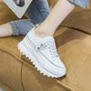 White Shoes Genuine Leather Platform Wedge Shoes Chunky Sneaker White Casual Shoes Comfortable Breathable Spring Autumn Shoes