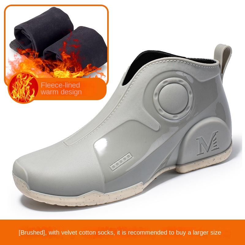 Men's Fashion Ankle Rain Shoes 2024 Winter Outdoor Waterproof Work Shoes Fashion Short Boots Car Washing Rubber Men's Shoes