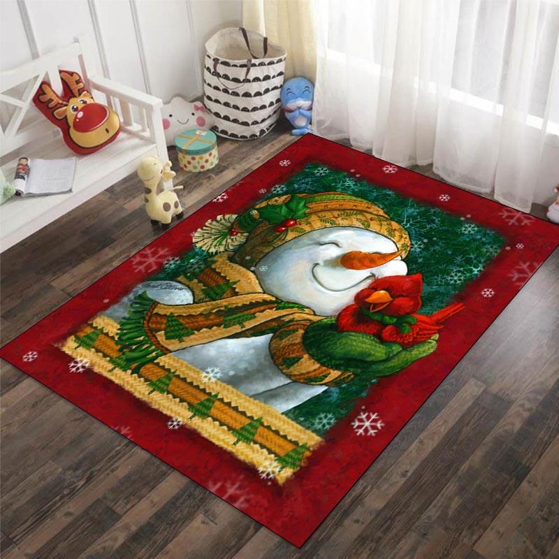 Santa Claus Reindeer Snowman Christmas Decoration Carpet Living Room Bedroom Carpet Entrance Porch Door Mat Home Decoration
