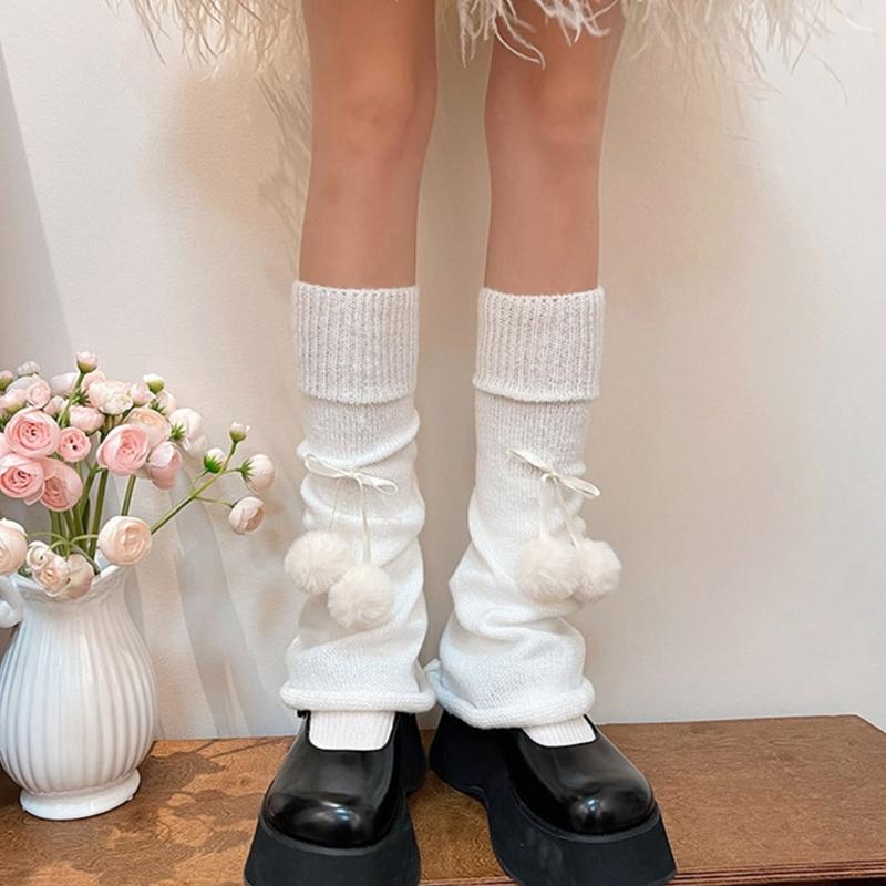 Fashionable Leg Warmer Sleeve Nylon Warm Foot Covers with Lovely Bows Suitable for All Ages