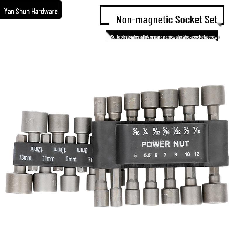 14-Piece Non-Magnetic Socket Set with Screwdriver Bits, Adapter, Hex Screws, and Electric Air Screwdriver. 9-Piece Set