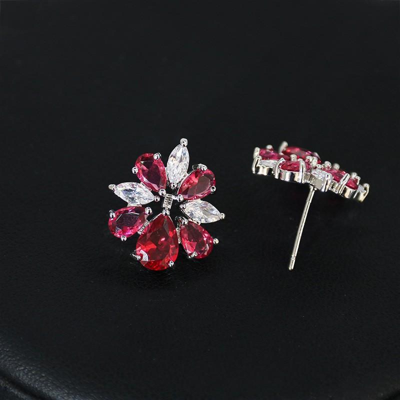Flower Bridal Jewelry Set Necklace Ice Flower Earrings Zircon Jewelry Set