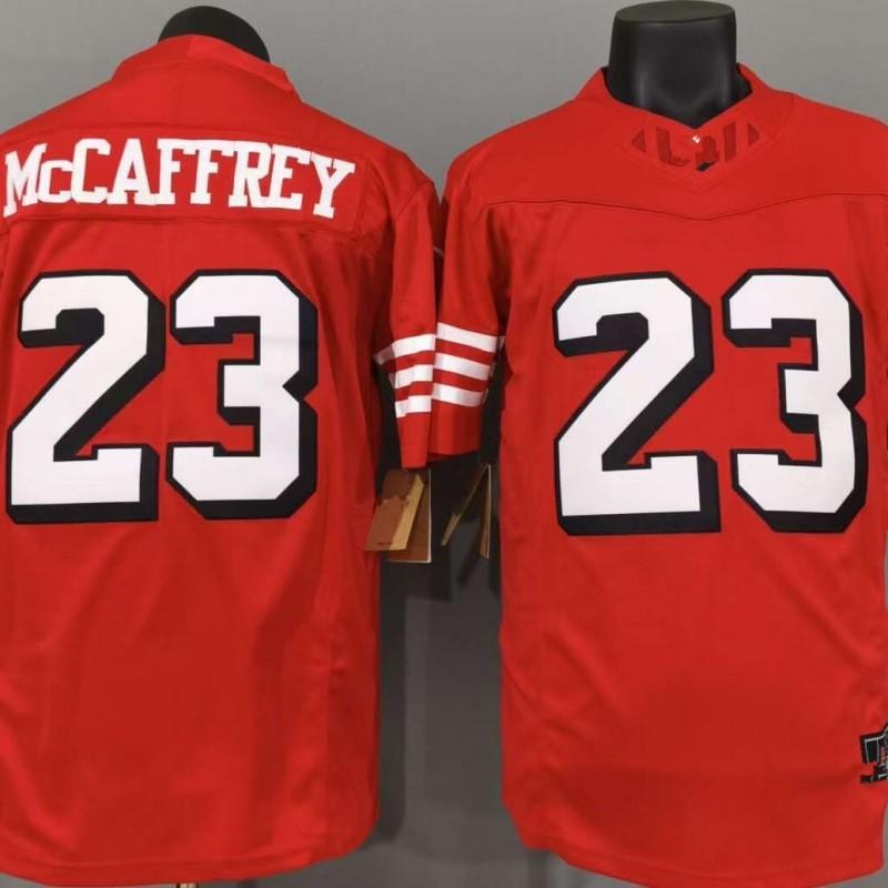 San Francisco 49ers 23 Christian McCaffrey Red Shadow Edition Rugby Jersey Mens Fan Apparel