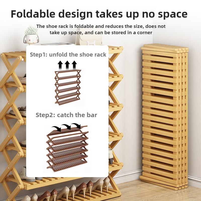 Portable Folding Shoe Rack, Required Space Saving Shoe Shelf for Dormitory Apartment Rental, Multi-Tier Shoe Organizer Storage