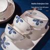 Jingdezhen Ink Orchid Ceramic Bowl 10-Piece Set
