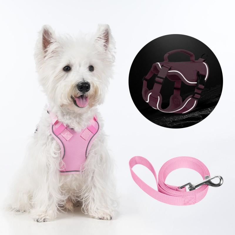 Reflective Harness Dog Leash Small Medium Dogs Adjustable Chest Strap Outdoor Walking Safety Vest