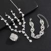 2026 Collana Orecchini Bracciale Anello in Strass di Cristallo alla Moda Set da Quattro Pezzi Accessori Gioielli Accessori Sposa