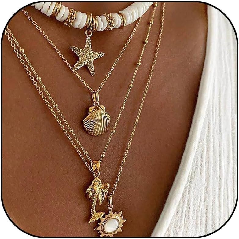 Choice of All Shell Necklace for Women Ocean Jewelry Seashell Starfish Beaded Choker Necklaces Beach Vacation Essentials Holiday Jewelry Fashion