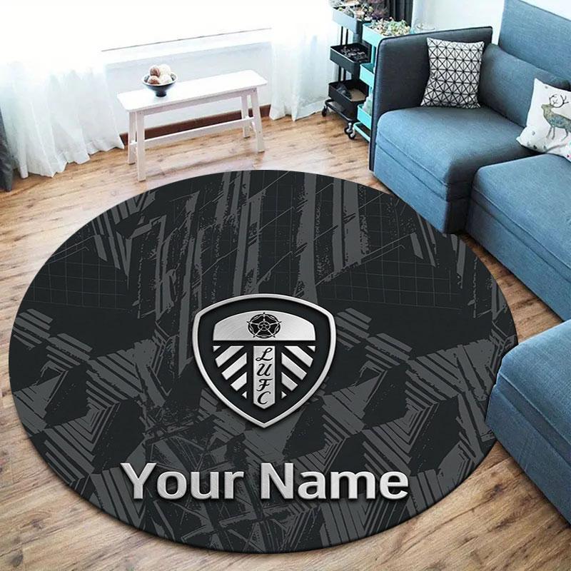 Leeds United Custom Name Round Area Rug,Carpet Rug for Living Room Bedroom Sofa Playroom Decor,Non-slip Floor Mat