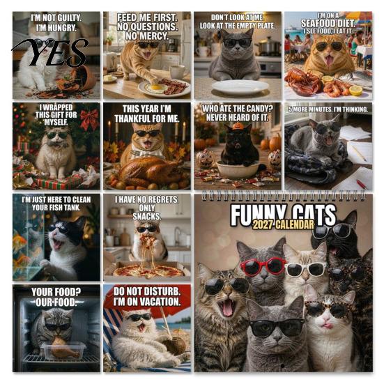 Practical Home Office Supplies Funny Animal Wall Calendar 2027, 12 Months Jan. to Dec., Spiral Bound Hanging Planner Calendar, Monthly with