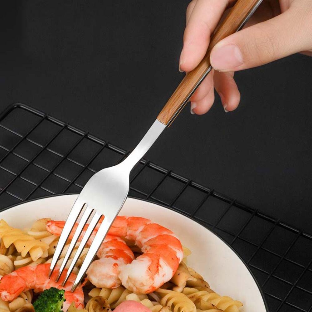 4PCS/Set Wooden Handle Portable Tableware Set with Box Fork Spoon and Chopsticks Set  Travel