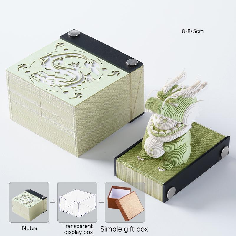 Desk Calendar,2024 Calendar Memo Pad,Creative Desk Calendar Diy Notes Notepad,3D Art Calendar Paper Carving Gift House Sculpture