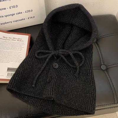 Korean Version Balaclava Hat Women'S Autumn And Winter Outdoor Thickened Warm Hat Scarf Body Knitted Ear Protection Wool Hat