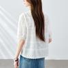 Round Neck Embroidered Shirt for Women Short Sleeves Summer New Short Top Small Cotton Shirt