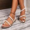 Fashion 2024  Summer New Style Flat Round Toe Open Toe Thin Sandals Strap Sandals Casual Lightweight Anti-Slip Sandals Zapatos Mujer