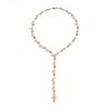 European & American Sweet Style Pearl Inlaid Y-Chain Necklace with Fresh Cross Alloy Design