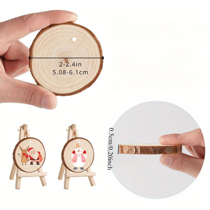 10 szt. Naturalne Plasterki Drewna, Zestawy Drewna Rzemieślniczego, Niewykończone Nawiercone Otwory, Drewniane Okrągłe Plasterki Drzewa na Dekoracje Halloweenowe, Ozdoby Świąteczne