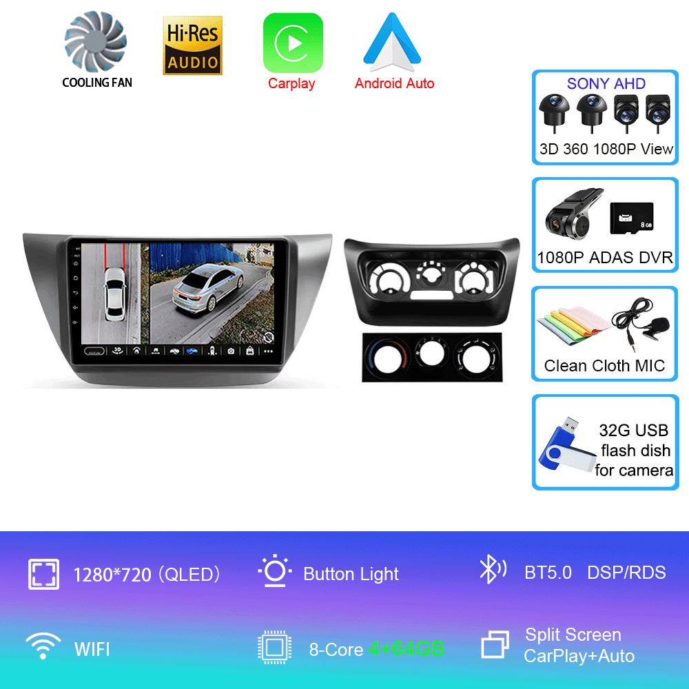 Car Radio Android 14 Carplay For Mitsubishi Lancer 9 CS 2000 2001- 2010 Navigation GPS Multimedia Player WiFi+4G Stereo Video BT