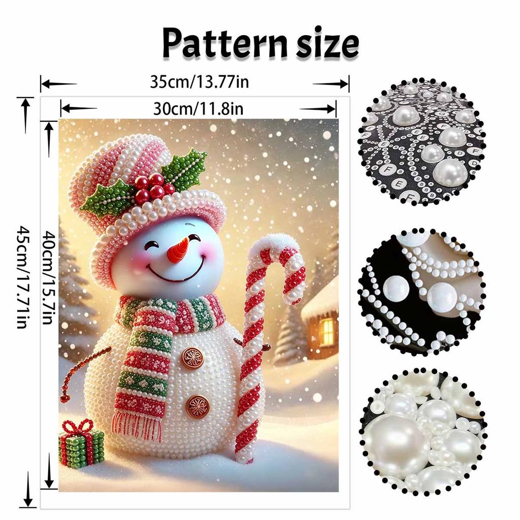 Christmas Snowman Candy Cane Pearl Painting Art Painting Kit Handmade DIY Home Decoration Painting