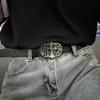 Vintage Street‑Style Denim Belt Cross‑Carved Rivet Decor Waistband Niche Subculture Fashion Belt for Daily Casual Outfits