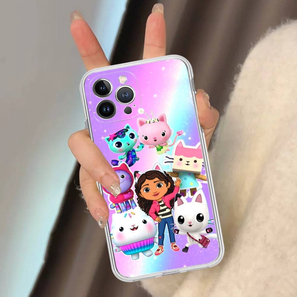 Custodia carina in TPU Silicone G-Gabbys D-Dollhouse per iPhone 11 12 13 14 15 16 17 Pro Max Cover Posteriore Trasparente Antiurto