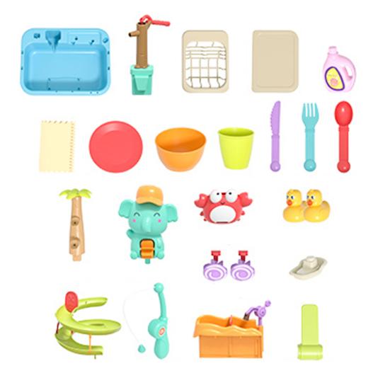 Jouets Lave-vaisselle pour Enfants et Tout-petits Jouet Évier de Cuisine avec Piste Toboggan à Eau Jeu de Pêche Magnétique Lave-vaisselle pour Jeu d'Imitation