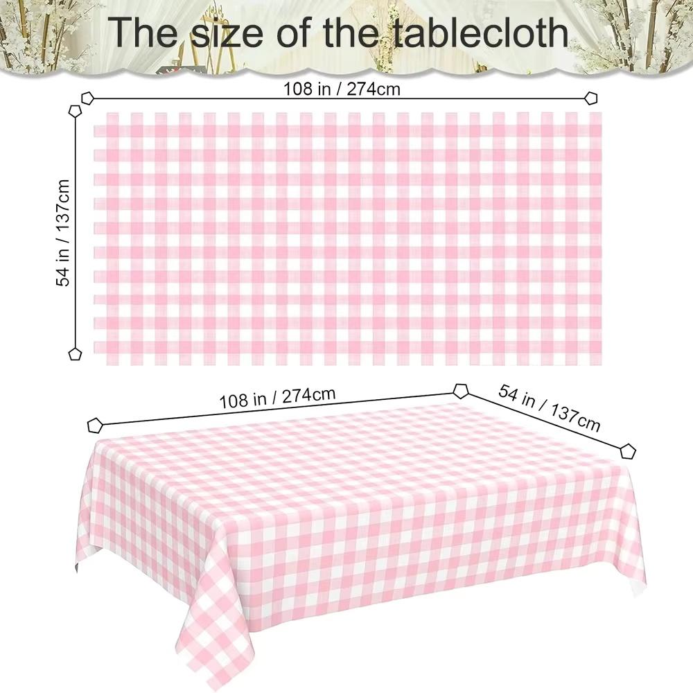 1/2pcs Disposable Table Cloth Waterproof Plastic Tablecloth, Rectangle Checkered Table Covers for Picnic, Birthday, Part