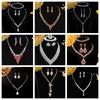 Luxury Zirconia Diamond Flower Stud Earrings & Necklace Set