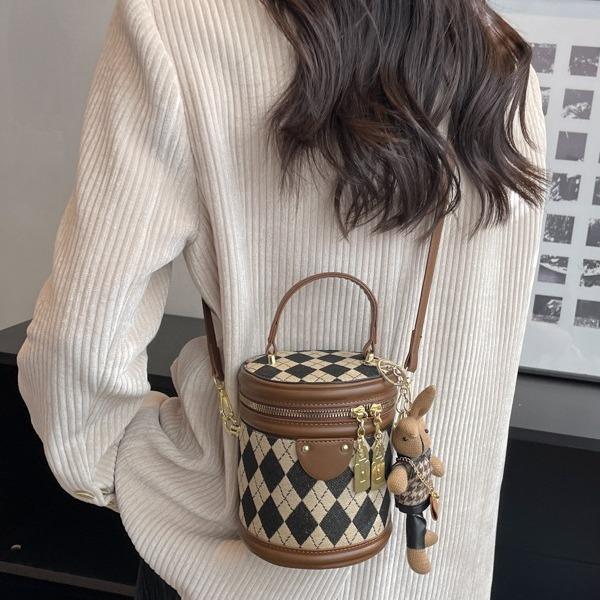 High-End Fashion Women'S Portable Bucket Bag Versatile Mobile Phone Bag Casual Shoulder Oblique Span Bag