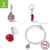 Exquise Granaatappel DIY Armband Hanger met Pavé Zirkoon en 925 Zilveren Kralen