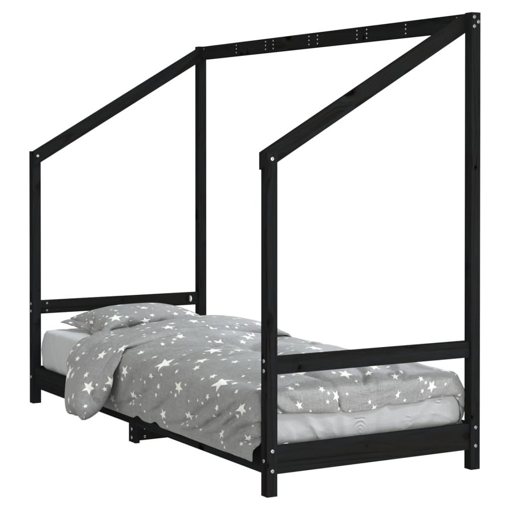 Kids  Bed Black 80 x 200 cm Solid Pine Wood