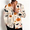 Men's Casual Halloween Shirt Jacket Loose Fit Breathable Turn-Down Collar for Spring and