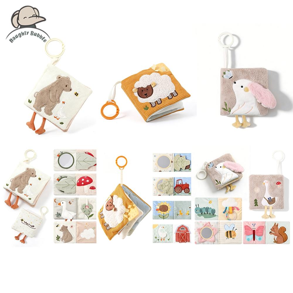 Baby Cloth Book With Bear Goose Sensory Crinkle Activity Book With Mirror Teether And Hanging Ring Early Educational Toys