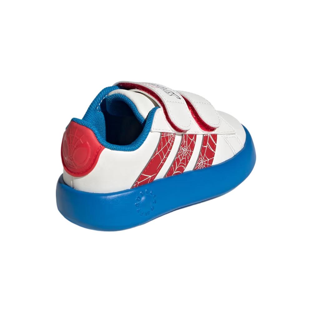 Marvel x adidas Grand Court I Spider-Man - Adidași pentru bebeluși albi Alb-nor Rubin pur Albastru viu JQ8072
