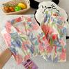 Sweet Floral Wind Autumn Long-Sleeved Pajamas Women'S Lapel Premium Cloud Cotton Loungewear Set