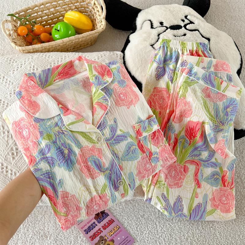 Elegant And Simple Natural Style Pajamas Women'S Autumn Flowers Long-Sleeved Fashion Loungewear Cloud Cotton Suit
