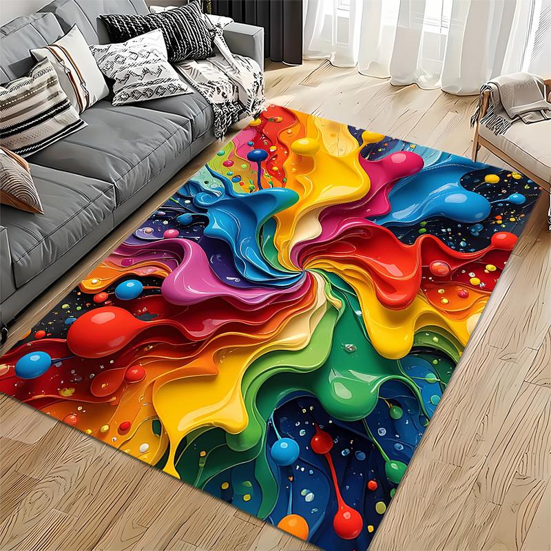 Abstract Rainbow Swirl Colorful Art Carpet for Home Decoration Suitable for use as an anti-slip for living room bedroom sofas